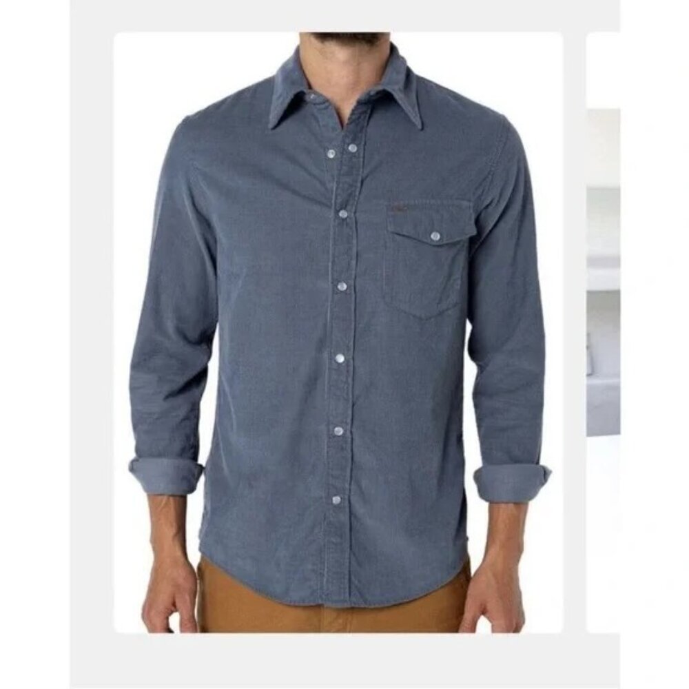Criquet Corduroy Pearl Snap Slate Blue Long Sleeve Western Flair Shirt M